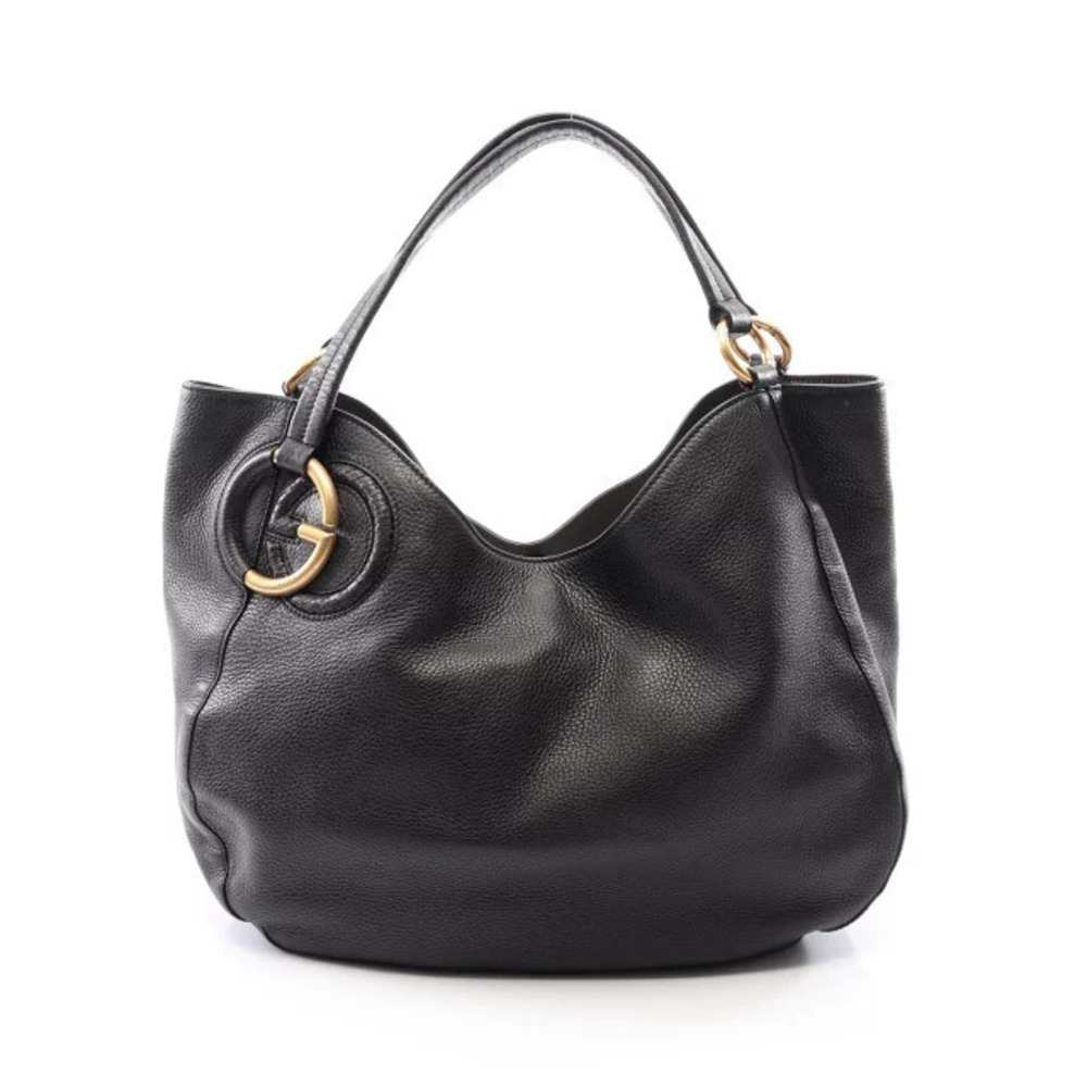 Gucci Interlocking G Shoulder Bag Leather Black